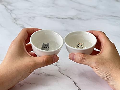 Porcelana cerâmica de cerâmica artesanal Sofisticada Copo de gato de sessão para saquê e soju, licor e chá, ideal para presente,