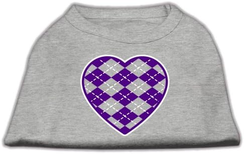 Mirage Pet Products Argyle Heart Purple Tela Print Camisa cinza xl