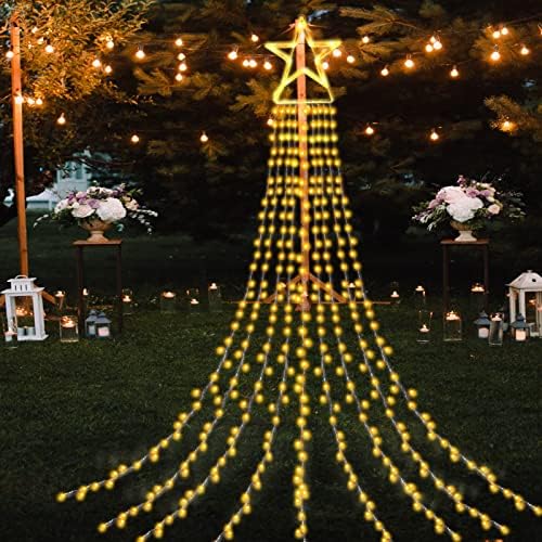 Sankuu 334 LED Decorações de Natal Luzes de estrela String, 16,4 pés Luzes de árvore de Natal 8 Modos de iluminação Luzes de barbante de estrela da árvore de Natal para quintal, jardim, feriado, festa