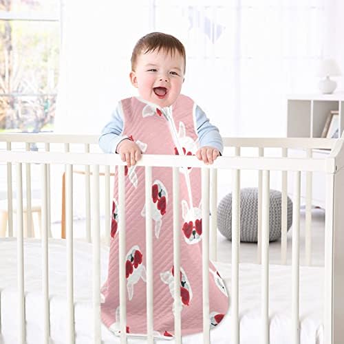 vvfelixl unissex bulldog saco de dormir rosa, cobertor vestível de bebê, saco de sono para bebês, terno de sono para criança recém-nascida infantil de 0 a 6 meses
