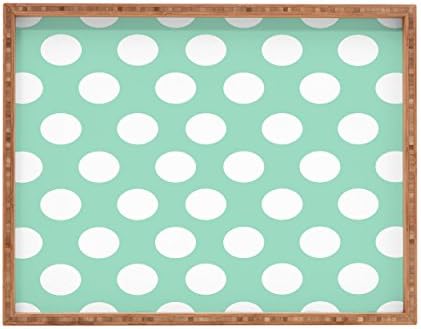 Deny Designs Allyson Johnson Mintiest Polka Dots Indoor/Outdoor Retangular Bandey, Mint, grande/14 x 18
