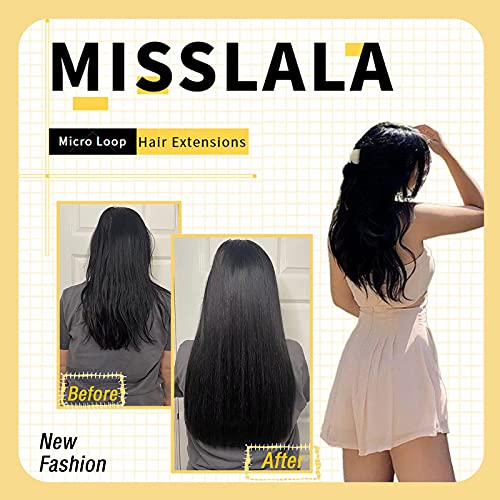 【O pacote contém extensões de cabelo + micro contas】 1 pacote de extensões de cabelo micro -loop de 16 polegadas 50g 50s cor