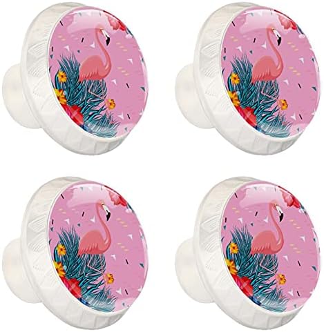 Botões de gaveta de cerveja para meninos botões de cômoda flamingo armário de vidro de cristal botões 4pcs impressão botões redondos berçários botões decorativos
