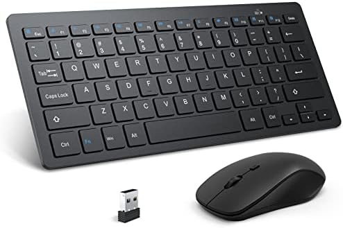 Omoton Ultra-Slim Wireless Keyboard e Mouse Combo para Windows, teclado e mouse sem fio para computador/laptop/PC, preto