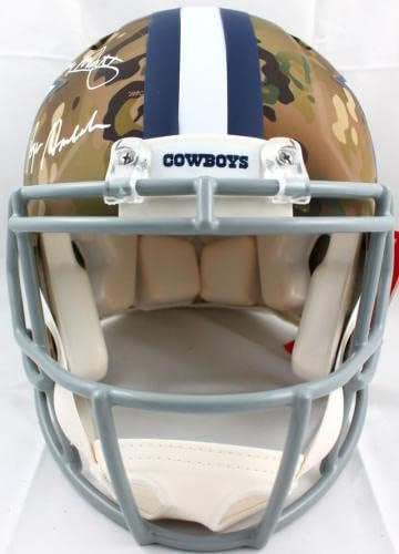 Staubach Dorsett Pearson assinou Cowboys F/S CAMO SPEEL AUTENTICA CAPACIONAL AUTENTICO Holo - Capacetes NFL autografados