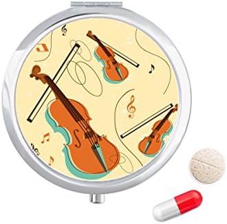 Violin Music Instruments Pattern Pill Case Pocket Medicine Storage Caixa de contêiner Dispensador