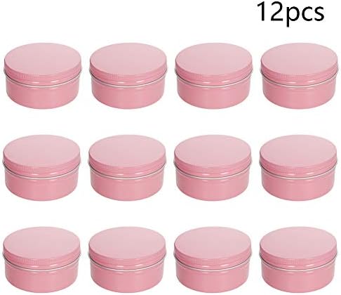 Bettomshin 12 pacote de 5 oz latas de alumínio redondo podem parafusar os recipientes de tampa de metal superior para bálsamo para lábios, artesanato, velas, doces, 150ml