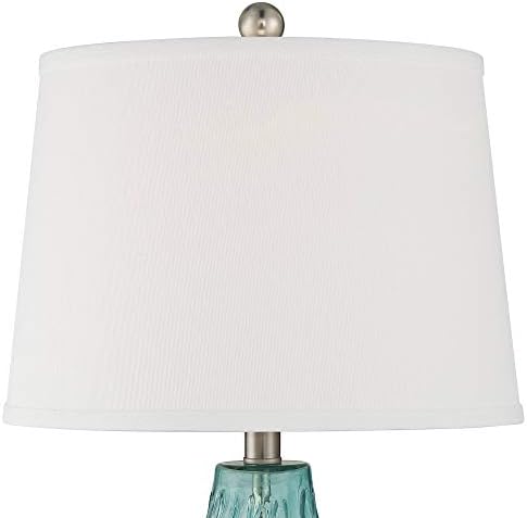 360 iluminação Dylan Coastal Modern Contemporary Style Table Lamps 27,5 Conjunto de tamanho grande de tamanho de vidro azul