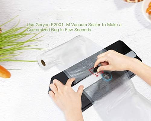 Geryon Vacuum Sealer Bags Rolls, 8x50ft e 11x50ft para armazenamento de alimentos, textura de dupla face, BPA livre, serviço pesado,