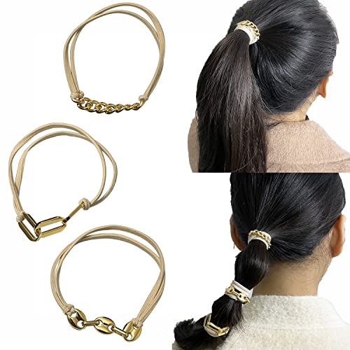 Hair amarra a pulseira de metal amarra para mulheres elásticas laços de cabelo para suportes grossos/finos de rabo