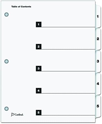 Divisores de fichário do cardeal 10 da guia, design rápido do OneStep, numerado 1-10, guias brancas, sistema de organização de índices em massa, 24 conjuntos