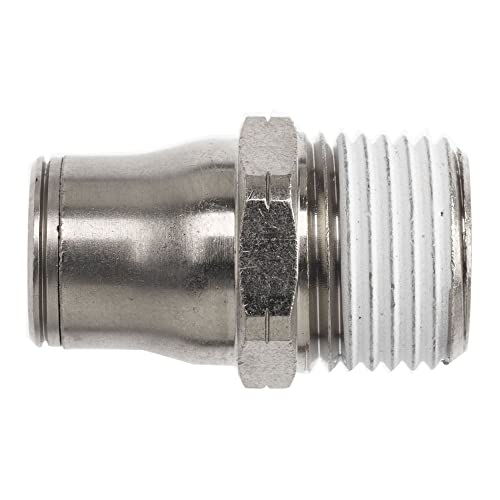 Brennan PCNB2404-04-02 Ajuste de tubo de empurrar para conexão, latão níquel, adaptador, tubo de 1/4 de tubo x 1/8 NPT