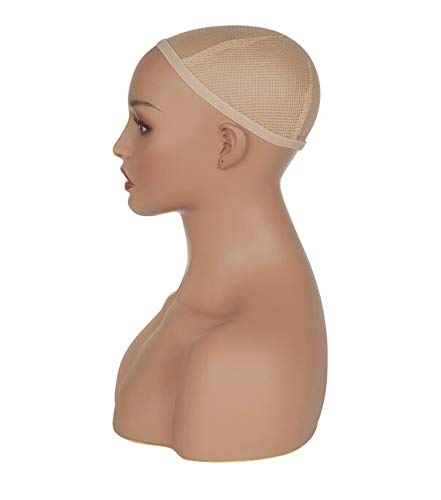 Mannequim feminino realista de cabeça para perucas de cabelo, chapéus, óculos, fones de ouvido, brincos, colar, jóias, pvc
