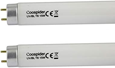 Coospider 2-Pack 15W U/V BL CFL LUZ COMPACTURA PARA 30W ELÉTRICO ZAPPER SLUTA TUBO T8 F15 18 polegadas