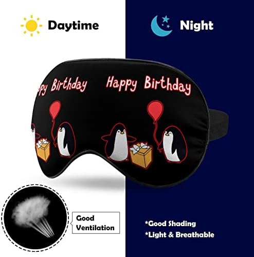 Feliz aniversário com pinguins máscara de máscara para os olhos de pinguins bloqueando a máscara de sono com alça ajustável