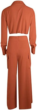 Calça de snowmobile feminino camisa de manga longa de pão de bolso alto de bolso solto de bolso casual de 2 peças