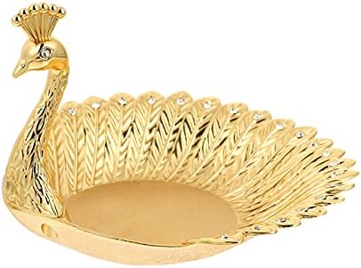 Decoração de ouro do doitool decoração dourada Candy Ornamentos de metal doces de pavão prato de frutas alimentos servir prato