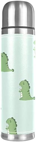 Garrafa de água de dinossauros de caneca de caneca de a vácuo de couro inoxidável para bebidas quentes e frias para crianças