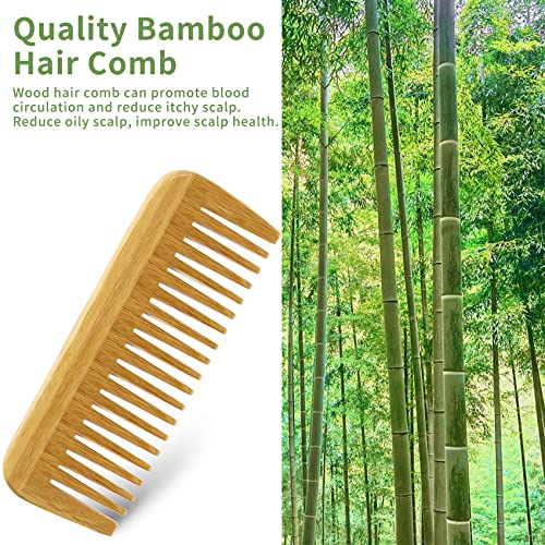 Pente de cabelo de madeira de bambu natural para mulheres e homens - pente de dentes largos e ecológicos, desapontando