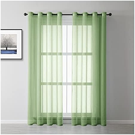 DAESAR VOILE CORTANDO 2 painéis Conjunto de painéis, cortinas de blackout de quarto Cão de poliéster de coloração verde de