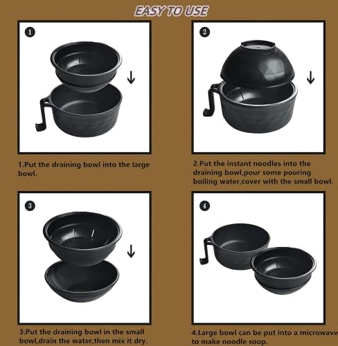 Choubaguai Ramen Cooker Ramen Bowl Conjunto com utensílios de mesa e escova e copo Microondas Noodle Bowl College Faculdade de dormitórios para meninos para meninos Apartamento itens essenciais