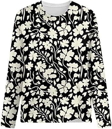Camisas de manga longa de queda feminina camisetas casuais camisa de moda de moda solta camisetas de túnica floral de túnica plus