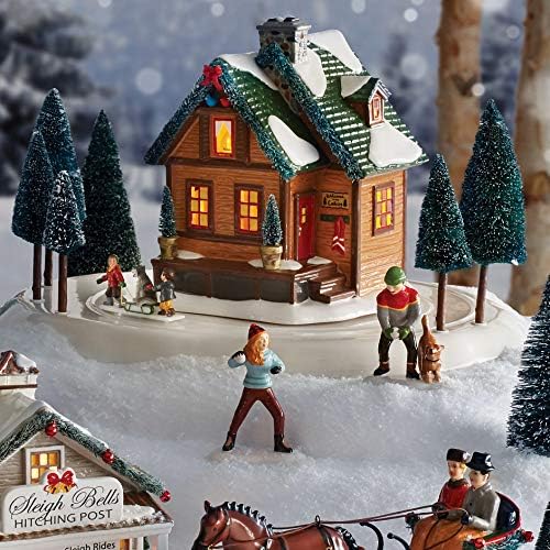 Departamento 56 Original Snow Village Winter Wonderland Cabin Lit Lit Animated Building and Acessory Set, 8,66 polegadas,