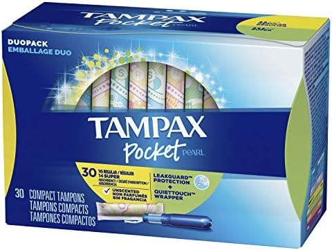 Tampax Pocket Pearl Plástico tampões, duopack, sem século, 30 contagem