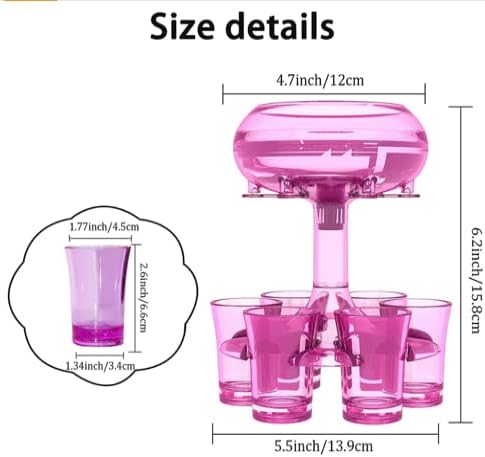 6 Dispensador de vidro e suporte de vidro, melhor para líquidos, coquetéis, vinho, suco e bebidas de festa