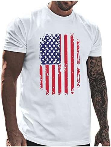 Camiseta de manga comprida simples homens em um dia de pacote parcial verão de primavera de primavera, independência, homens angustiados e top
