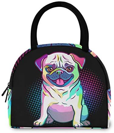 Lancheira bolsa bolsa pug cachorro pop style de estilo piquenique para piquenizer cooler almoço caixa de bolsas de almoço