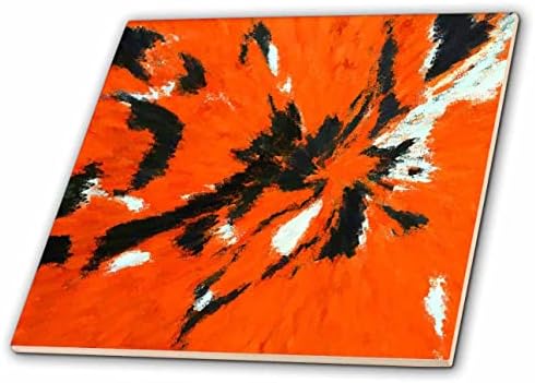 Imagem 3drose de explosão de pintura abstrata em negrito laranja e preta - azulejos