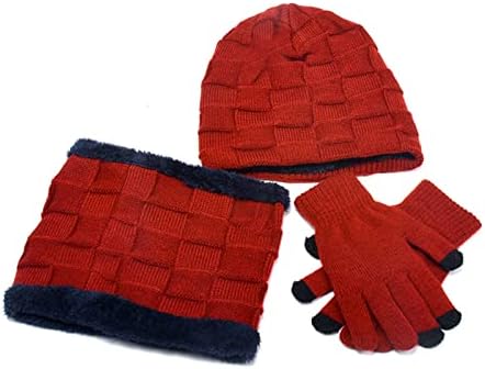 Pacote de 3 pacote de inverno chapéu de gorro quente lutas de cachecol lutas homens homens homens desleixados ciclismo de bicicleta de touca lenços de tela sensível ao toque 3 em 1