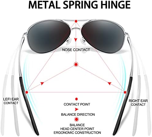 Óculos de sol Botpov Aviator para homens Mulheres polarizadas Proteção UV400 Moldura de metal espelhada com lentes com dobradiças…