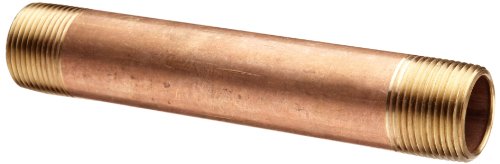 Mérito Brass-2012-200 Red Brass Pipe Fitting, mamilo, cronograma 40 sem costura, 3/4 NPT MACH x 2 Comprimento