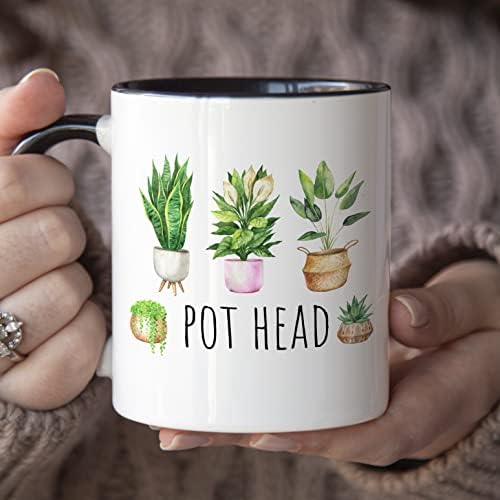 Younique Designs Pot Head Crazy Plant Lady caneca, 11 onças, caneca de planta, caneca de café, caneca de mãe, copo de amante de plantas, caneca de café para mulheres