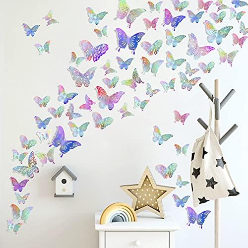 Creative 60pcs Decalques de parede de borboleta oca 5 estilo 3d Borboletas adesivas de parede Diy Removível Refração