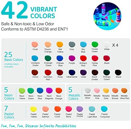 Tinta de derramamento de acrílico 42 cores, conjunto de tinta acrílico de alto fluxo, sem necessidade de mistura, cores variadas