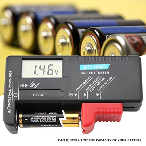 Testador de bateria AA/AAA/C/D/9V/1.5V, BT-168D Button Cell Universal Digital LCD Testador de tensão para testar todos os tipos diferentes de baterias para testar a capacidade da bateria
