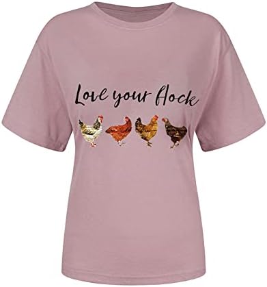 2023 camisetas de verão para mulheres letra engraçada Frango Pullovers impressos do pescoço redondo camisetas de manga curta Tops