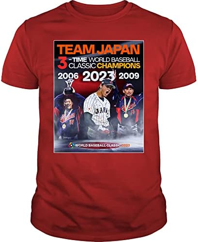 Equipe Japão Japão T-shirt 3 vezes Campeão WBC Campeões Classic World Classic 2023 2009 2006 Camiseta
