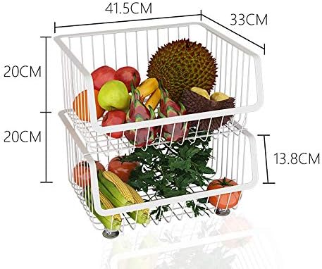 Edgar 4 cesta de armazenamento de camadas, cesta de organizações de armazenamento de frutas e vegetais, prateleira empilhável