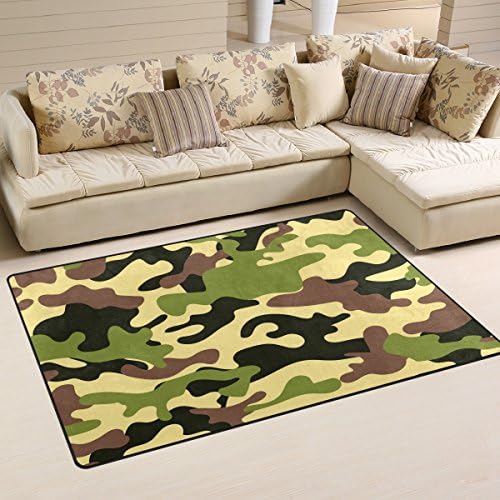 Tapete de área de Welllee, capacho de tapete de piso de cor militar não deslizamento para o dormitório de jantar de jantar decoração de quarto 31x20 polegadas