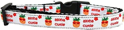 Mirage Pet Products Aloha Cutie Nylon Ribbon Dog Collar estreito, médio