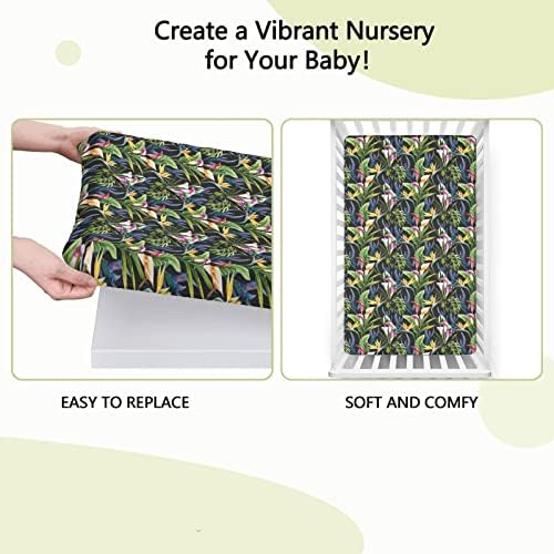 Jungle deixa as mini folhas de berço ajustadas, lençóis portáteis de mini berço lençóis de colchão de materiais de materiais