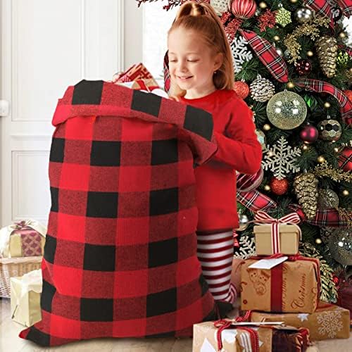 Lil 'Christmas Buffalo Red Buffalo Papai Noel Bag Sack de Natal, Saco de Presente para Crianças para Crianças, decoração