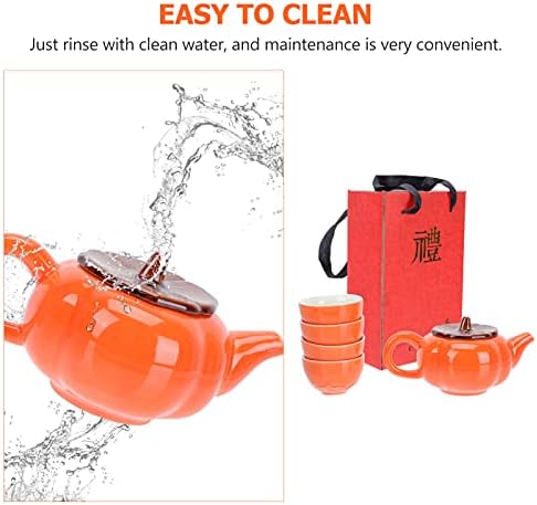 Yardwe Teaware 1 Conjunto de chá Kungfu chinês Conjunto de chá de cerâmica de viagens Tule de chá portátil portátil Conjunto de chá com chá Can 4 xícaras de chá para viajar para casa ao ar livre e chaleira de chá cerâmica Conjunto de chaleira