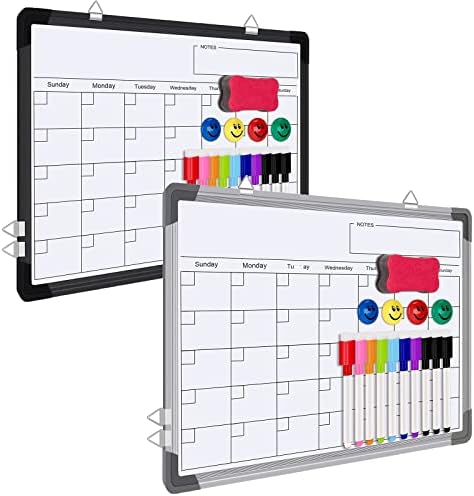 2 PCs Atração seca Calendário do quadro branco, calendário de apagamento seco de placa branca magnética, calendário de