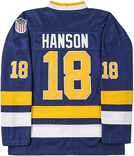 Juventude Hanson Brothers Charlestown Chiefs Slap Shot Shot Blue Moive Hockey Jersey Costumed Letters and Numbers S-L