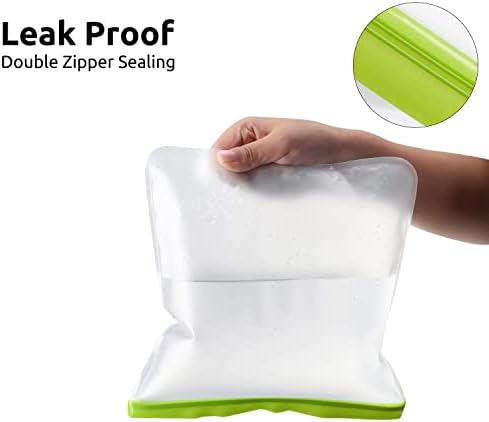 Aski Pro 8 contagem reutilizável sanduíche de silicone e lanches com toalha bônus, caneta e rótulos à prova de pulmões, laváveis